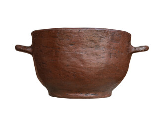 Ancient  clay  bowl  on white isolated