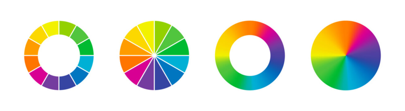 Color wheel. Color wheel guide. RGB and CMYK colors.
