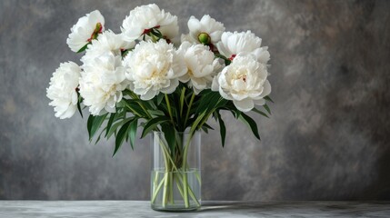 Fototapeta na wymiar Elegant White Peonies in Vase
