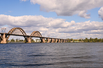 a bridge over the Dnieper River in the city of Dnipro, Ukraine.
