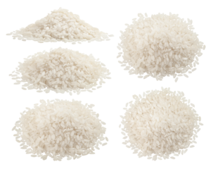 Rice isolated on white background, full depth of field