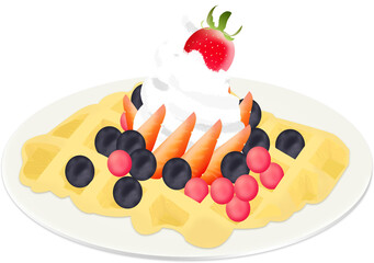 크와플 생크림 블루베리