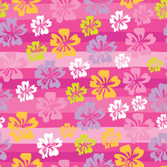 Seamless pattern with tropical flowers. Background for textile, fabric, stationery, art, pajamas, kids and other design.