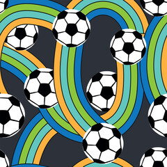 Seamless football pattern. Background for textile, fabric, stationery, art, pajamas, kids and other design. © Annity_Art