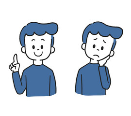 指さしする男性　困る男性