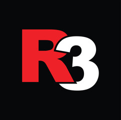 Letter R3 Design Logo Vector