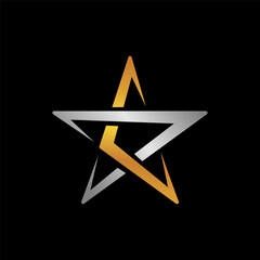 gold silver star logo design vector template