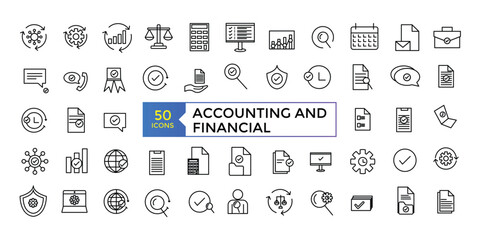Accounting and financial icon set simple line art style icons pack. Vector illustration