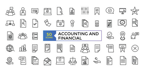 Fototapeta na wymiar Accounting and financial icon set simple line art style icons pack. Vector illustration