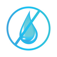 Water restrictions icon. No water. Crossed out water drop. Vector illustration