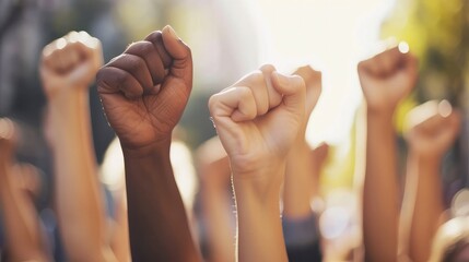 Silent Solidarity. Arms Raised in Protest for Change