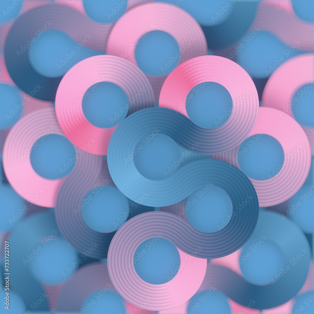 Aufkleber A large group of interlocking circles arranged in a visually appealing way. 3d rendering digital illustration