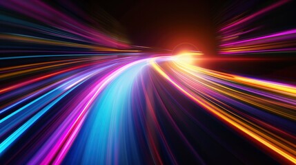 Fototapeta na wymiar Speeding Neon Rays Abstract Vertical Glowing Background with Dynamic Light Lines