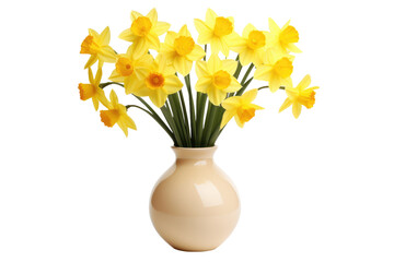 Yellow Daffodils in a Vase Isolated On Transparent Background