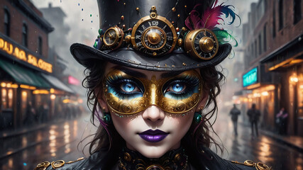 Fototapeta na wymiar Mardi Gras steampunk venetian carnival mask