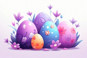 Set of Easter eggs decorative. Happy Easter hand drawn isolated on white background.