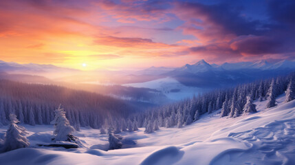 Fototapeta na wymiar Colorful winter landscape
