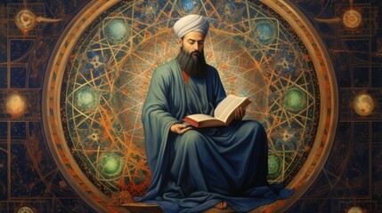 Naklejka premium Muslim scientists in the Middle Ages