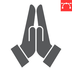 Praying hands glyph icon, Easter and religion, please gesture vector icon, vector graphics, editable stroke solid sign, eps 10.