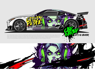 car livery design vector. abstract race style background with Zombie concept for vehicle vinyl sticker wrap