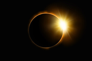 Solar Eclipse on black sky background - obrazy, fototapety, plakaty