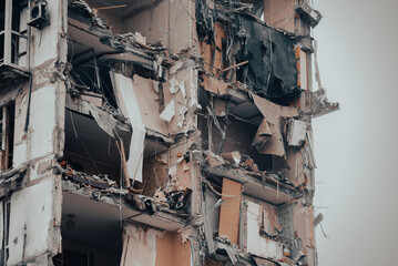 destroyed and burned houses in the city Russia Ukraine war
