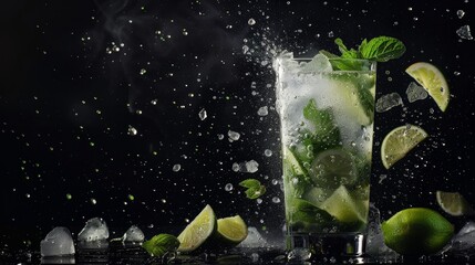 Fizzy delicious Mojito cocktail, advertisement