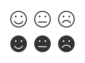 Smiling face. Frowning face. Emoticons. Stock illustration.