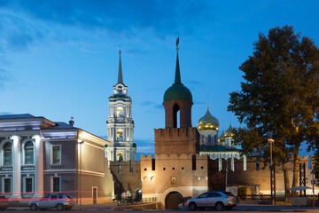 Ancient kremlin in Tula at night, Russia - obrazy, fototapety, plakaty