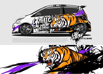 car livery design vector. abstract race style background with aggressive Angry tiger concept for vehicle vinyl sticker wrap