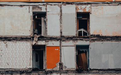 destroyed and burned houses in the city Russia Ukraine war