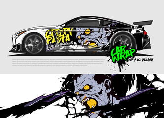 car livery design vector. abstract race style background with Zombie concept for vehicle vinyl sticker wrap
