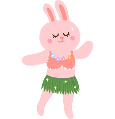 hawaii party rabbit character. illustration on transparent background