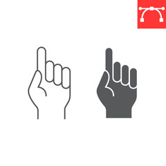 One finger up line and glyph icon, Ramadan and gesture, Allah is one vector icon, vector graphics, editable stroke outline sign, eps 10.
