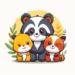Fototapeta premium flat logo of cute animal cartoon icon illustration