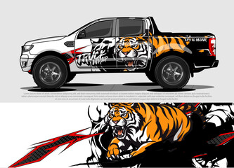 car livery design vector. abstract race style background with aggressive Angry tiger concept for vehicle vinyl sticker wrap