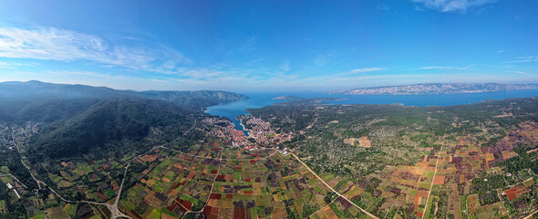 View of Stari Grad Plain Hvar Island in Croatia. The Stari Grad Plain is an incredible Unesco World Heritage Site, where the farming techniques practically haven’t changed since the 4th century BC.