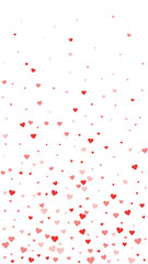Red hearts scattered on white background.