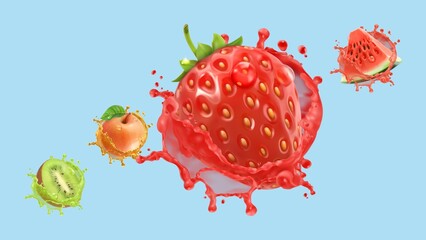 three-dimensional fruit background
