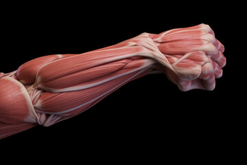 muscle anatomy - human body, articular pain on black background