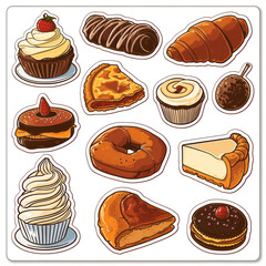Dessert icons set. Vector illustration of a set of desserts.