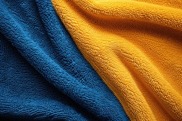 fabric texture of towel with yellow and blue color