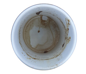 Coffee cup on white background with saucer, spoon, and chocolate