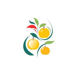 Fruits on a white background. Logo. Free space for the name