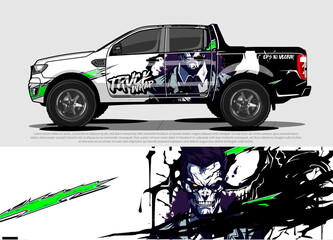 car livery design vector. abstract race style background with Zombie concept for vehicle vinyl sticker wrap