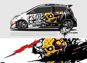 car livery design vector. abstract race style background with Zombie concept for vehicle vinyl sticker wrap