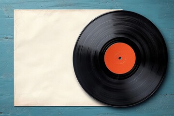 Vintage vinyl LP, retro gramophone record, blank cover.
