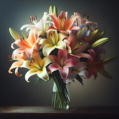 bouquet of lilies in a vase