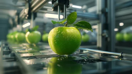 Rolgordijnen 3d printer printing a green apple © Zanni