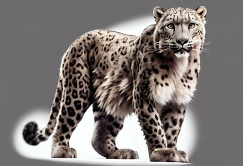 Snow leopard (Panthera uncia), isolated on PNG, transparent  background. Generative AI